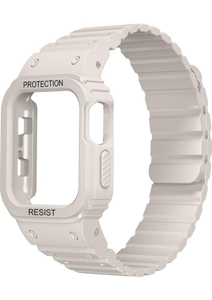 Apple Watch 6 5 4 3 2 1 Se 42 44 mm Uyumlu Magnetik Silikon Kordon & Kasa Koruma 2 In 1 Kayış
