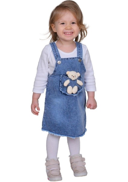 Ayıcıklı Denim Kot Jile Elbise Salopet