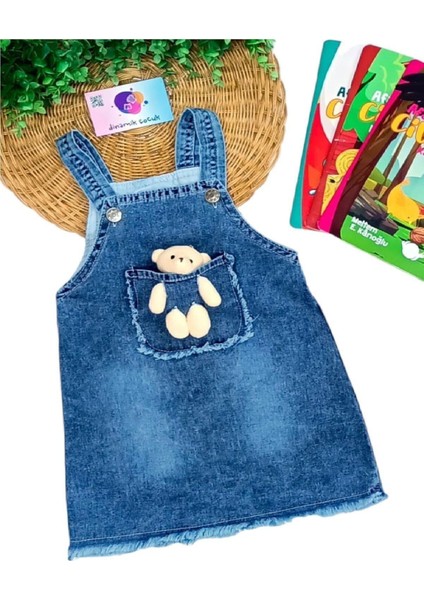 Ayıcıklı Denim Kot Jile Elbise Salopet indirimleri