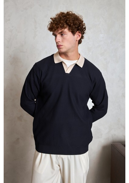 Erkek Polo Yaka Nopeli Oversize Triko Kazak modelleri