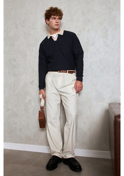 Erkek Polo Yaka Nopeli Oversize Triko Kazak indirimleri