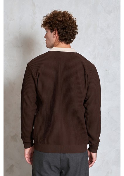 Erkek Polo Yaka Nopeli Oversize Triko Kazak indirimleri