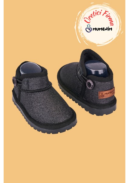 Aurora Kız Çocuk Bebek Simli Kışlık Taba Günlük Bot - Ortopedik Kaymaz Taban Sıcak Tutan Rahat Bot