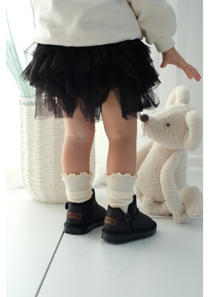 Aurora Kız Çocuk Bebek Simli Kışlık Taba Günlük Bot - Ortopedik Kaymaz Taban Sıcak Tutan Rahat Bot