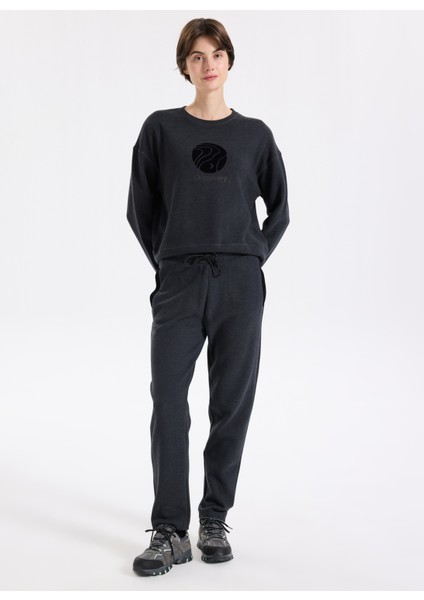 D5WL-EA3597 Antrasit Melanj Relaxed Düz Kadın Eşofman Altı fiyatları