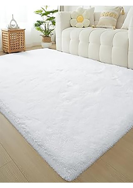 Yumuşak Modern Peluş Kaymaz Salon Oturma Çocuk Yatak Odası Mutfak Antre Beyaz fırsatları