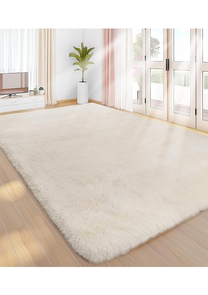 Yumuşak Modern Peluş Kaymaz Salon Oturma Çocuk Yatak Odası Mutfak Antre Krem