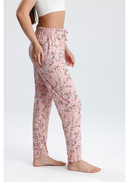 Kadın Çiçek Desenli Uzun Pijama Pantolon | Pembe fırsatları