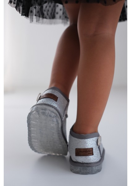 Aurora Kız Çocuk Bebek Simli Kışlık Taba Günlük Bot - Ortopedik Kaymaz Taban Sıcak Tutan Rahat Bot