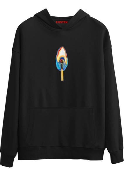 Kibritçi Kızın Kibriti Premium 3 Iplik Şardonlu Kapüşonlu Unisex, Kadın, Erkek Hoodie Sweatshirt