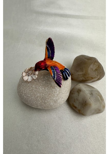 Beyaz Çiçek Detay Rengarenk Kuş Broş (3cm) fırsatları