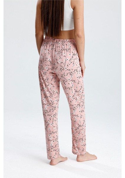 Kadın Çiçek Desenli Uzun Pijama Pantolon | Pembe indirimleri