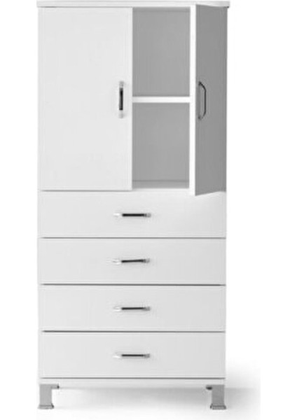 4 Çekmeceli Elbise Dolabı 61x44x128 cm Beyaz Modern Tasarım fiyatları