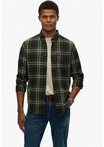 Regular Fit Haki Kareli Erkek Gömlek M4011047A-H7J fiyatları