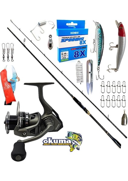 Okuma Acuador 4000 244CM 6-32GR Oslo Zen Pro Karbon Rapala Maket Balık Spin Olta Takımı Seti