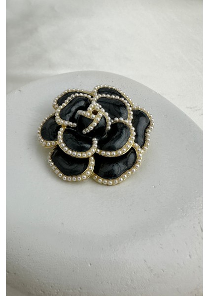 Inci Detay Siyah Mineli Gül Broş (5cm) fiyatları