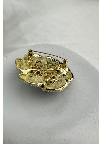 Inci Detay Siyah Mineli Gül Broş (5cm) modelleri