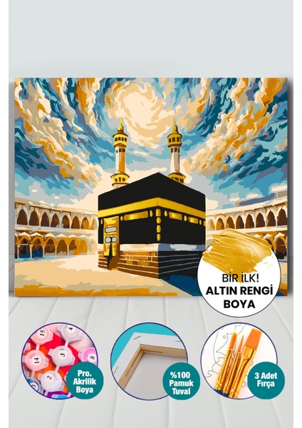 Altın Varaklı Kabe Sayılarla Boyama Seti