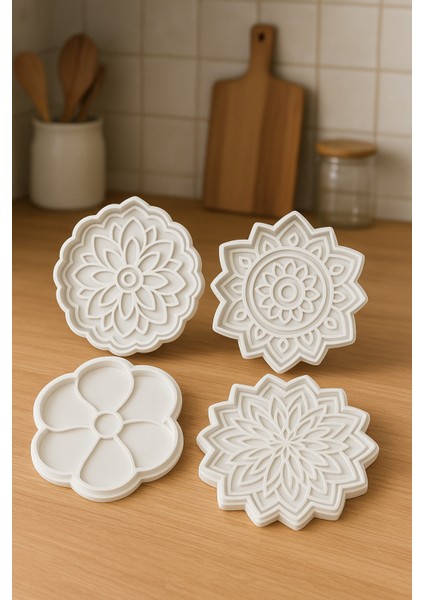 Mandala Desenli 3D Baskı Kek Kalıbı – Şık ve Dekoratif Kek Kalıbı (4’lü Set)