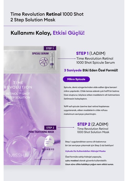 Retinol Içerikli 2 Adımlı Jel Maske Mıssha Time Revolution Retinol 1000 Shot 2 Step Solution Mask fırsatları