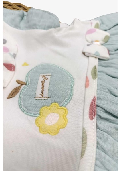 %100 Pamuk Bebe Yaka Elma Nakışlı Altı Müslin Yazlık Kız Bebek Elbise 3-6/6-9/9-12/12-18/18-24AY fırsatları