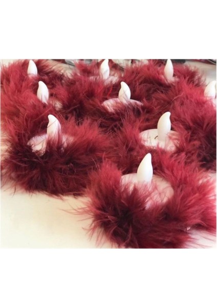 Kına Gecesi Kedi Tüylü Ledli El Mumu 10 Adet