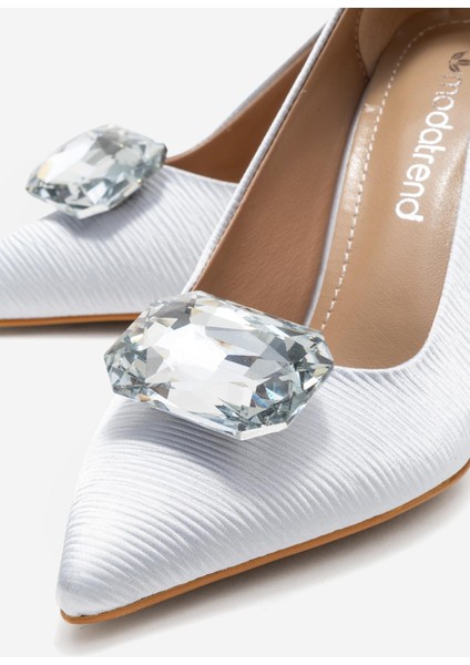 Elmas Taşlı Kadın Stiletto Ayakkabı Gümüş modelleri