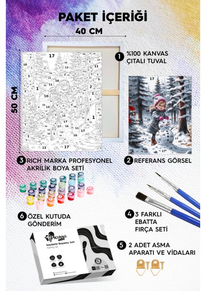 Kardan Adam ve Küçük Kız Sayılarla Boyama Seti fiyatları