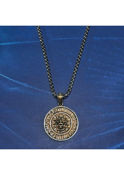Aslan Figürlü Viking Pusulası El Işçiliği 925 Ayar Gümüş Erkek Kolye modelleri