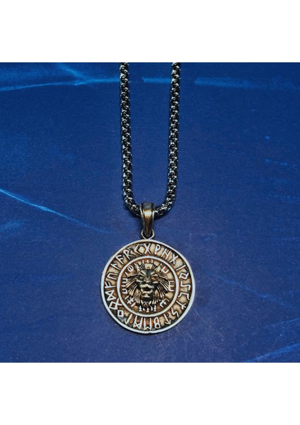 Aslan Figürlü Viking Pusulası El Işçiliği 925 Ayar Gümüş Erkek Kolye fırsatları