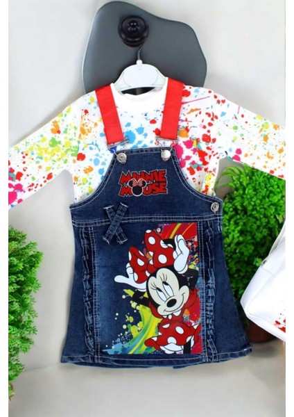 Minnie Desenli Kot Jile Badili Çantalı 3lü Takım 1-5 Yaş Kız Çocuk Ayarlanabilir Askılı Uzun Kollu fiyatları