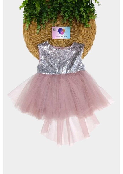 Kız Bebek/çocuk Pullu Kolsuz Tütülü Kuyruklu Astarlı Elbise Özel Gün Düğün Doğum Günü Bayram Prenses