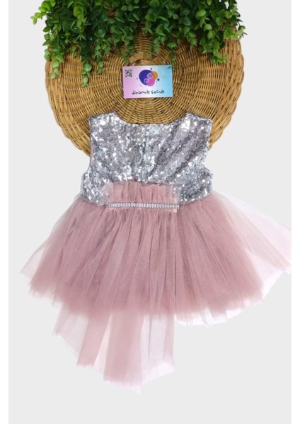 Kız Bebek/çocuk Pullu Kolsuz Tütülü Kuyruklu Astarlı Elbise Özel Gün Düğün Doğum Günü Bayram Prenses