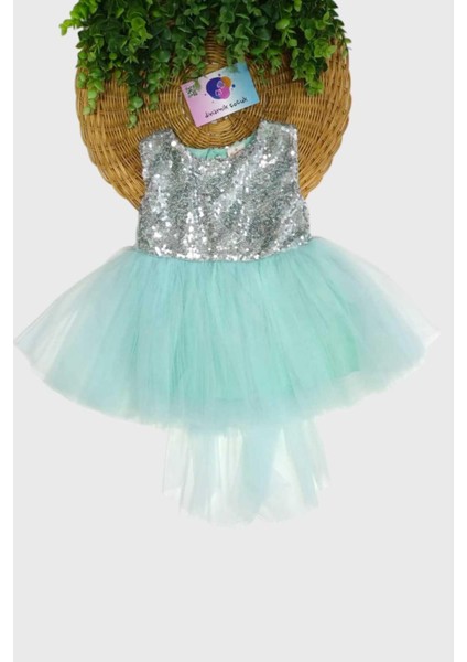 Kız Bebek/çocuk Pullu Kolsuz Tütülü Kuyruklu Astarlı Elbise Özel Gün Düğün Doğum Günü Bayram Prenses