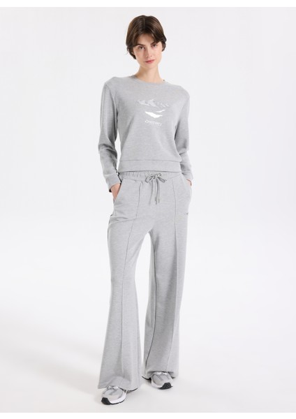 D5WL-EA3585 Gri Melanj Relaxed Düz Kadın Eşofman Altı