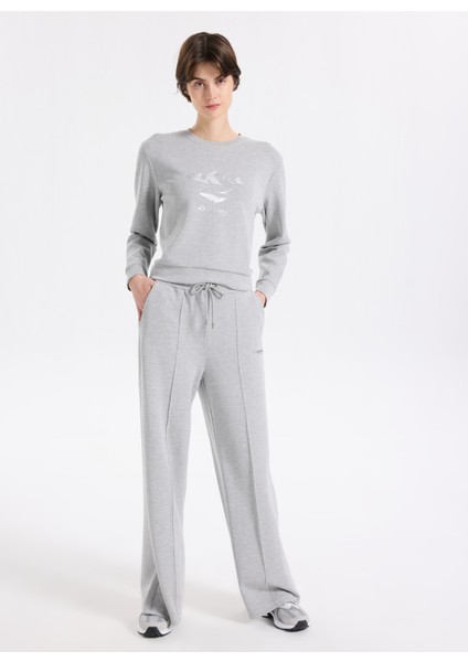 D5WL-EA3585 Gri Melanj Relaxed Düz Kadın Eşofman Altı fiyatları