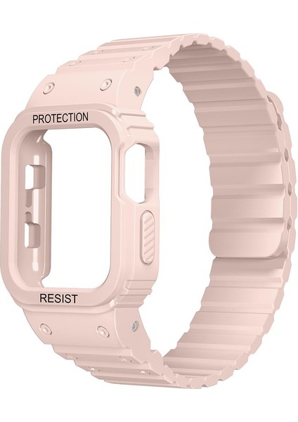 Apple Watch Ultra 2 3 49 mm Uyumlu Magnetik Silikon Kordon & Kasa Koruma 2 In 1 Darbe Emici Kayış