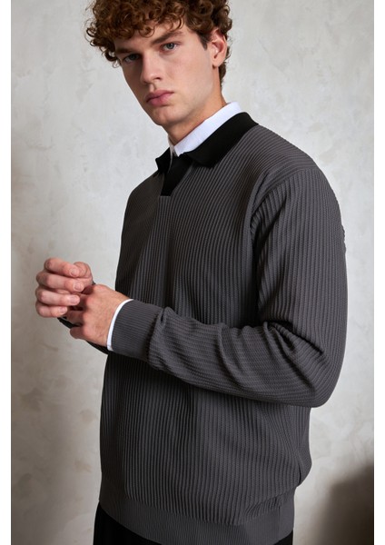 Erkek Polo Yaka Nopeli Oversize Triko Kazak modelleri