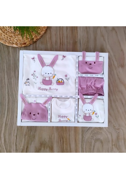 Kız Bebek %100 Pamuklu Pembe 10 Parça Hastane Çıkışı Zıbın Takımı Yenidoğan 0-3 Ay BBK8021