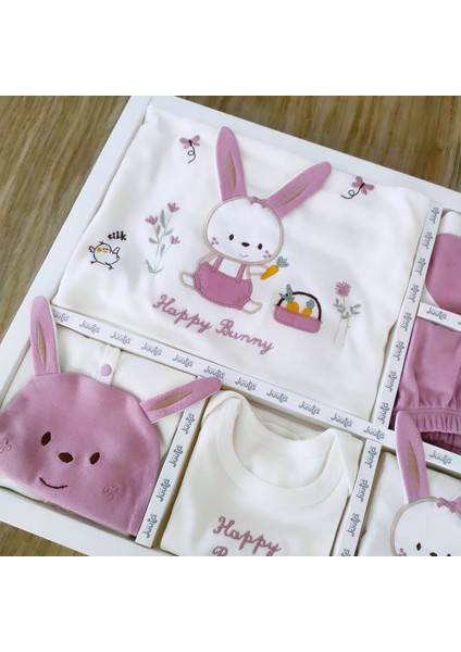 Kız Bebek %100 Pamuklu Pembe 10 Parça Hastane Çıkışı Zıbın Takımı Yenidoğan 0-3 Ay BBK8021