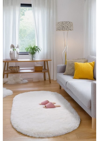 Yumuşak Modern Peluş Kaymaz Salon Oturma Çocuk Yatak Odası Mutfak Antre Beyaz
