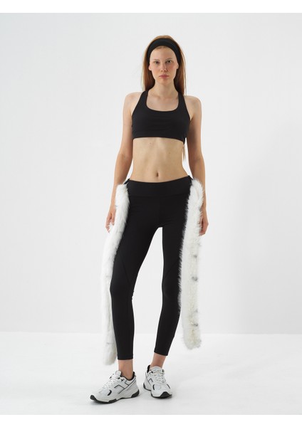 Kadın Siyah Esnek Dokulu Slim Fit Tayt modelleri