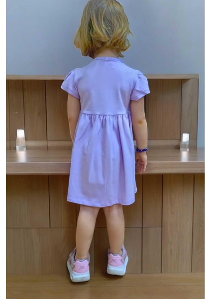 Kız Çocuk Baskılı Kısa Kollu Penye Elbise Yazlık fiyatları