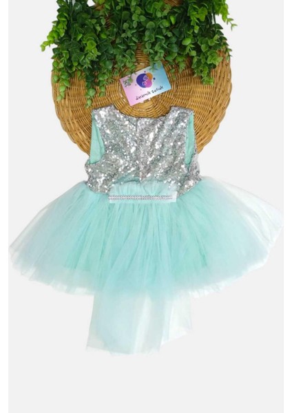 Kız Bebek/çocuk Pullu Kolsuz Tütülü Kuyruklu Astarlı Elbise Özel Gün Düğün Doğum Günü Bayram Prenses