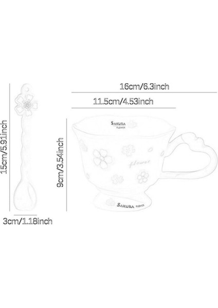 Çiçek Tasarımlı Kaşıklı Seramik Kupa Özel Kutusunda 1972 fırsatları