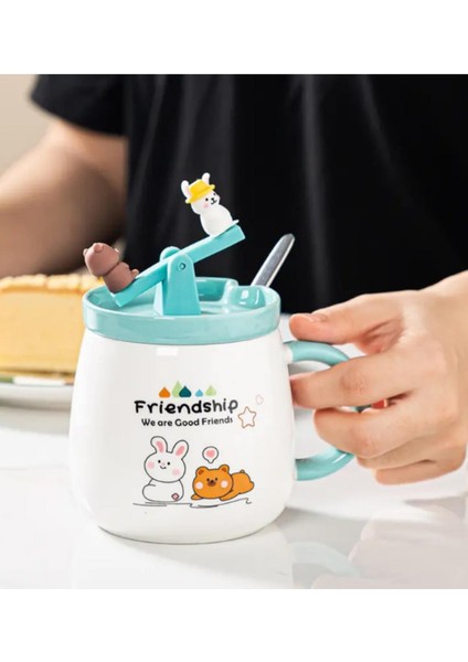 Sevimli Ayı ve Tavşan Tahterevalli Seramik Kupa 1967