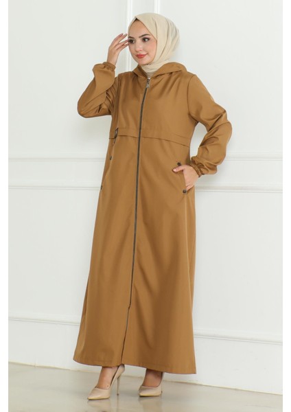 Armalı Fermuarlı Trençkot Taba 19217