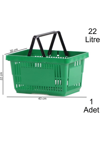 Plastik Market Alışveriş El Sepeti 22 Litre Yeşil 1 Adet