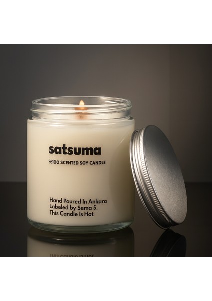 : Satsuma : Cam Kavanozda Kokulu %100 Soya Mum (Narenciye, Mandalin, Citrus, Çam, Okaliptüs)