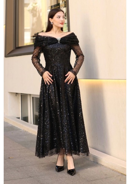 Aşkın Büyüsü Abiye Elbise 6054-SIYAH